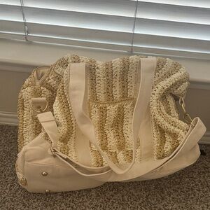 L*Space Cream Woven Duffel Bag